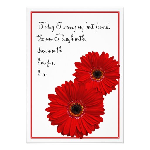 Red Gerbera Daisy Wedding Invitation