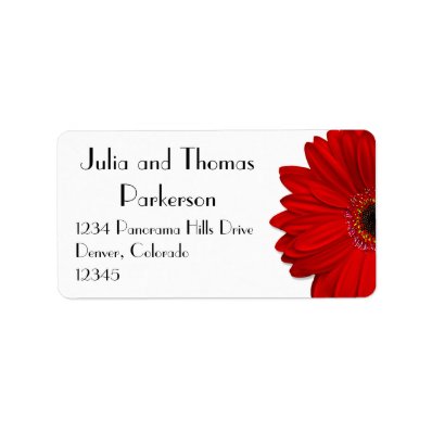 Red Gerbera Daisy Wedding Return Address Label