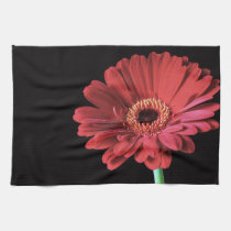 Red Gerbera flower floral kitchen tea towel kitchen towels