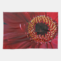 Red Gerbera flower floral kitchen tea towel kitchen towels