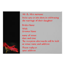 Red Gerbera Flower Wedding Custom Invitation