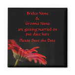 Red Gerbera Flower Wedding Save The Date magnets