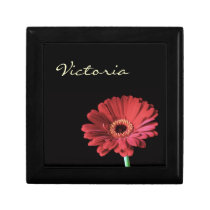 Red Gerbera personalized wooden keepsake box gift boxes