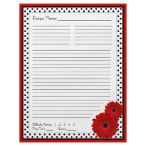 Red Gerbera Polka Dot Binder Recipe Inserts Flyer