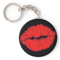 red giltter lips keychain
