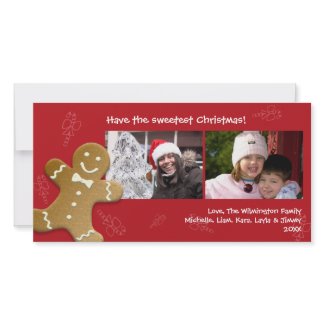 Red gingerbread man sweet candy canes Christmas photocard