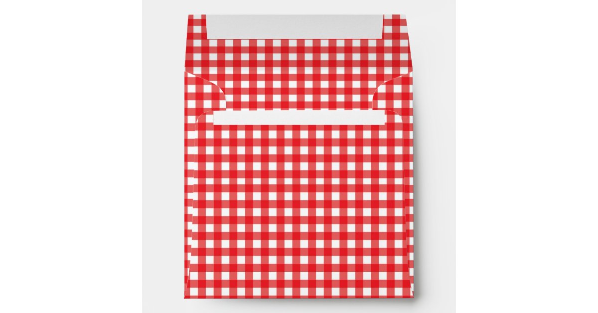 Red Gingham BBQ Checkered Invitation Envelope Zazzle