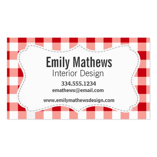 Red Gingham Business Card Template
