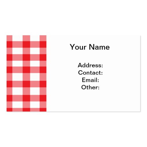 Red Gingham Business Card Templates