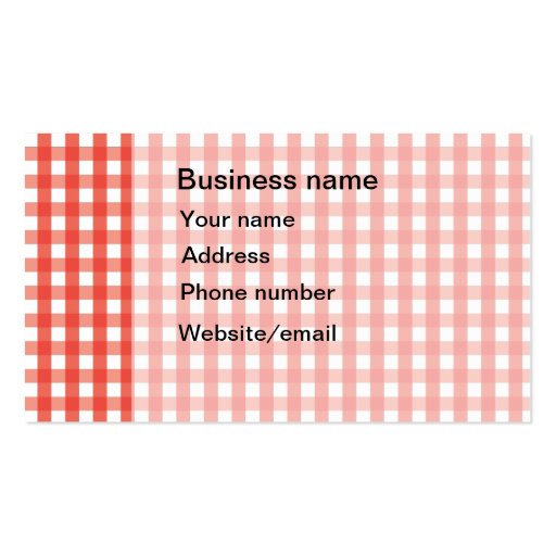 Red Gingham Check Pattern Business Card