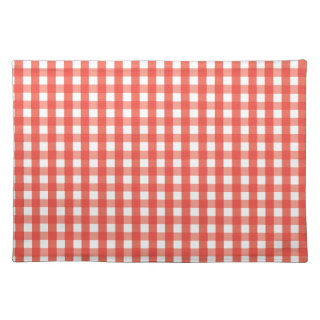 Red Gingham Check Pattern Place Mats
