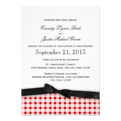 Red Gingham Check Pattern with Ribbon Cards