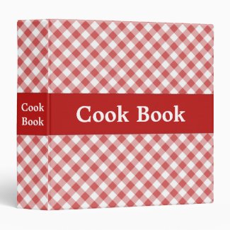 Red Gingham Cook Book Binder Vinyl Binders