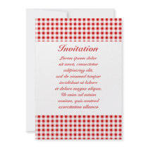Red Gingham + Custom Color Personalized Invitation