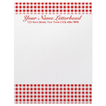 Red Gingham + Custom Color Letterhead Design