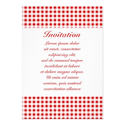 Red Gingham + Custom Color Personalized Invitation