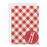 Red Gingham &amp; Cutlery Personalized Announcements