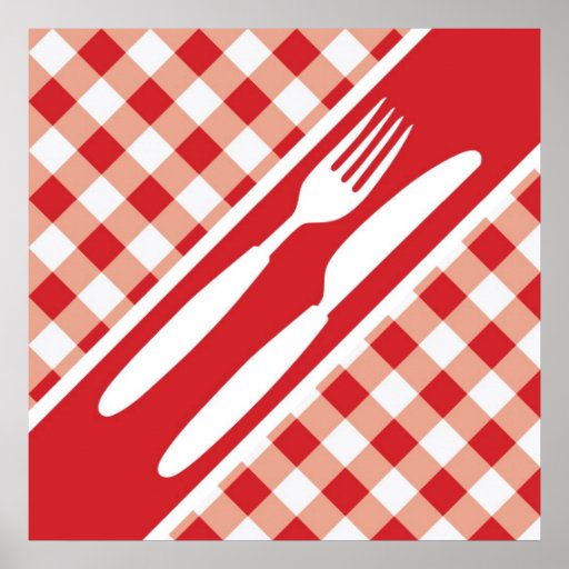 Red Gingham & Cutlery Posters