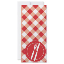 Red Gingham & Cutlery Customized Rack Card