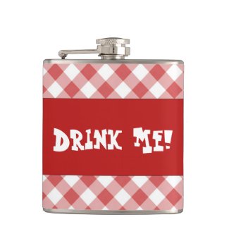 Red Gingham Drink Me Flask