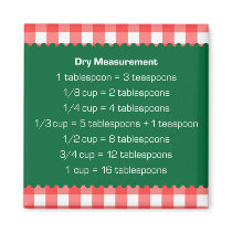 Red gingham green dry measure chart kitchen helper magnets