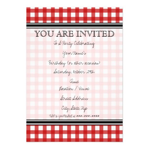 Red Gingham Invitation