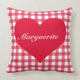 Red Gingham Love Pillow