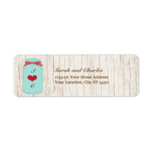 Red Gingham & Mint Mason Jar Return Address Return Address Labels