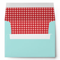 Red Gingham & Mint Mason Jar Wedding Envelope