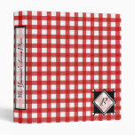Red Gingham Monogrammed Binder