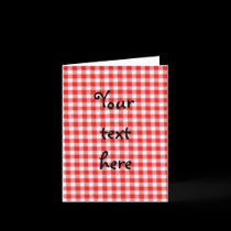 red gingham notecard