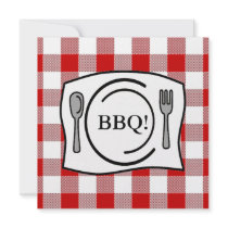 Red Gingham Tablecloth BBQ Invitation