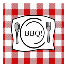 Red Gingham Tablecloth BBQ Invitation