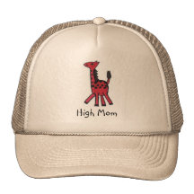 Red Giraffe "High Mom" Cap Trucker Hats