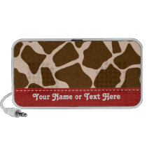 Red Giraffe Print Doodle Speakers Personalized