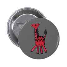 Red Giraffe Round Button