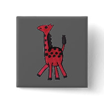 Red Giraffe Square Button by redgiraffestores Red Giraffe Square Button