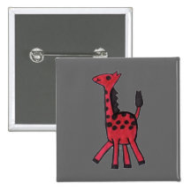 Red Giraffe Square Button
