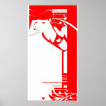 red girl collab print