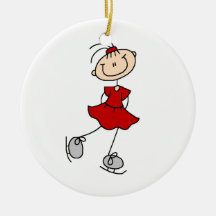 Red Girl Ice Skater T-shirts and Gifts Christmas Ornaments