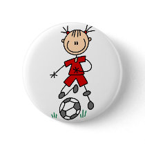 Red Girl Soccer Player Button
