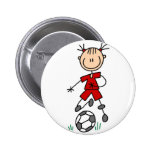 Red Girl Soccer Player Button