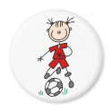 Red Girl Soccer Player Magnet by stick_figures Red Girl Soccer Player Magnet