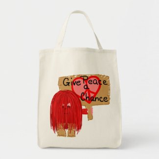 Red give peace a chance bag