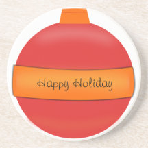 Red Glass Bulb Christmas Tree Ornament Coasters