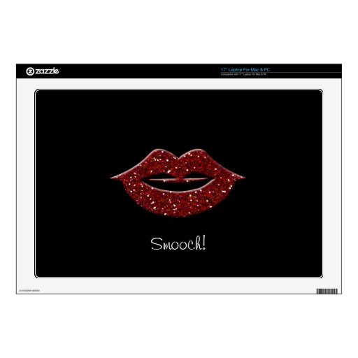 Red Glitter Appearing Kiss Skin For 17" Laptop