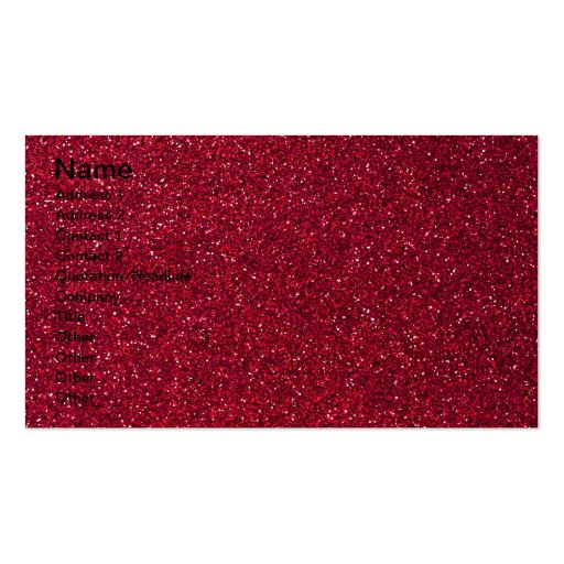 Red Glitter Business Card Templates (front side)