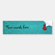Red glitter cardinal turquoise glitter bumper stickers