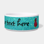 Red glitter cardinal turquoise glitter dog water bowl