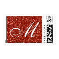 Red Glitter  Custom Monogram Postage